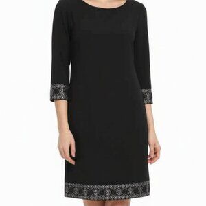 Tiana B. Classic Black Midi Evening/Cocktail Dress Size 6 Beaded Details